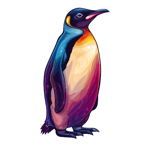 Vibrant Penguin Art for Apparel POD Design