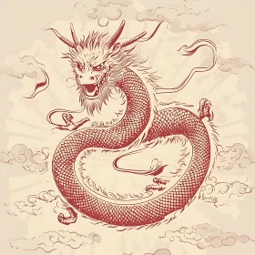 Stylized Dragon Among Clouds Artwork