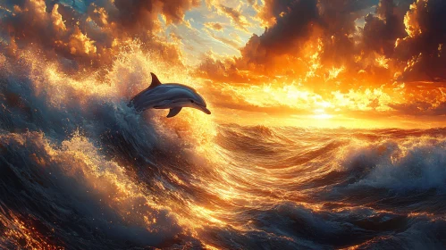 Dolphin Soars Over Sunlit Ocean