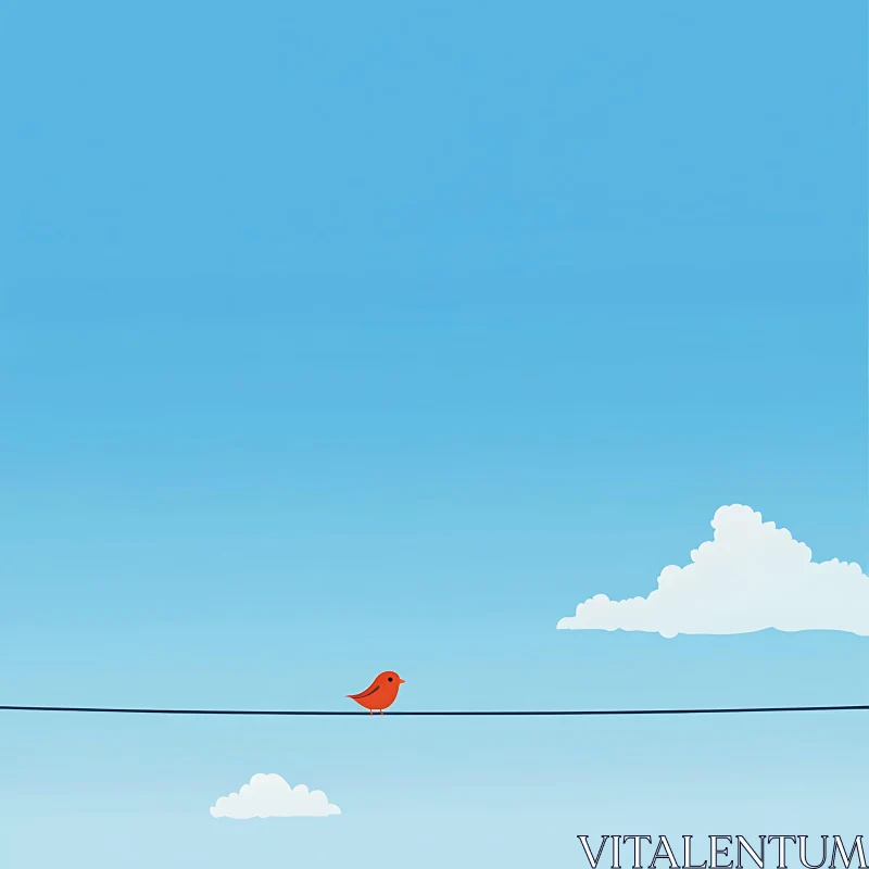 Minimalist Bird and Sky Composition AI Image