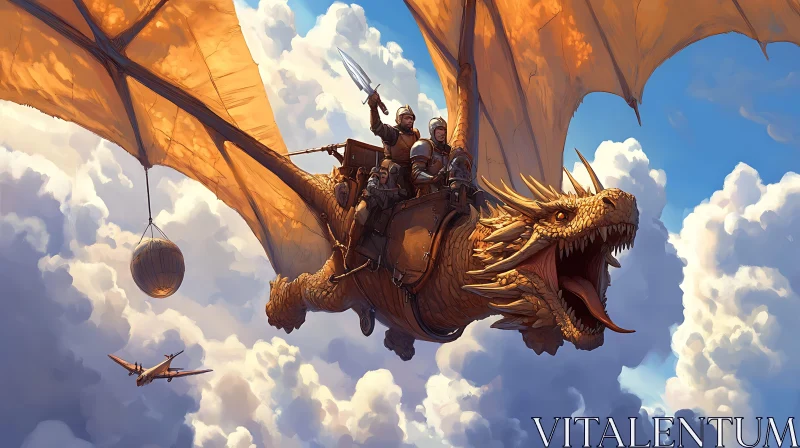 AI ART Fantasy Dragon Riders in the Sky