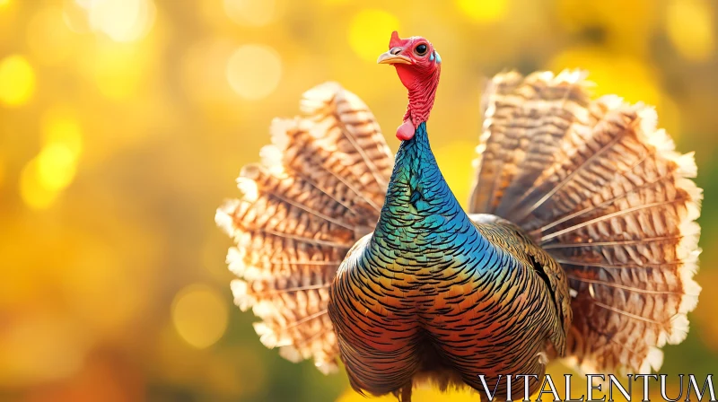 Colorful Turkey Bird with Fanned Tail AI Image