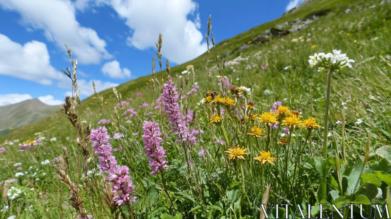 AI ART Vibrant Blossoms in an Alpine Meadow