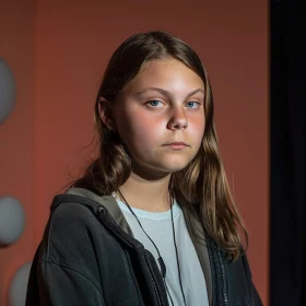 Greta Thunberg in a Thoughtful Portrait