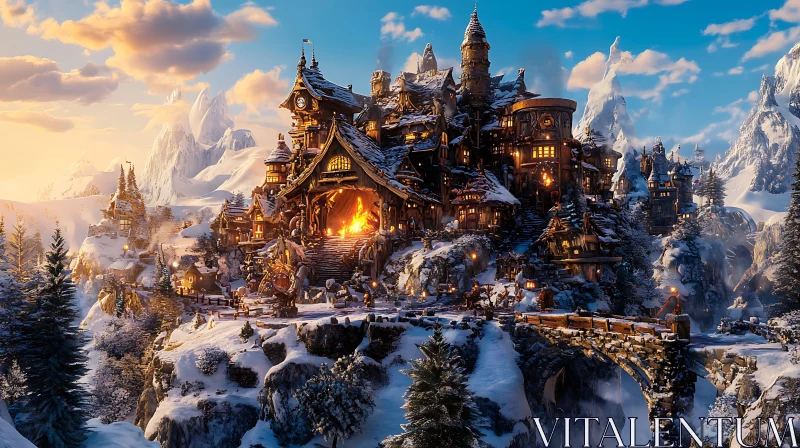 AI ART Snowy Village in Winter Wonderland