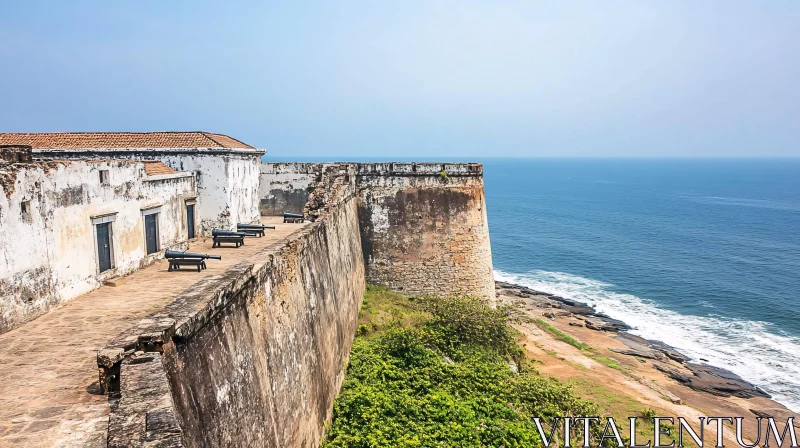 Coastal Fort with Cannons AI Image