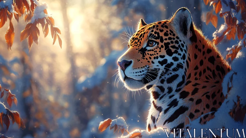 AI ART Jaguar in Winter Wilderness