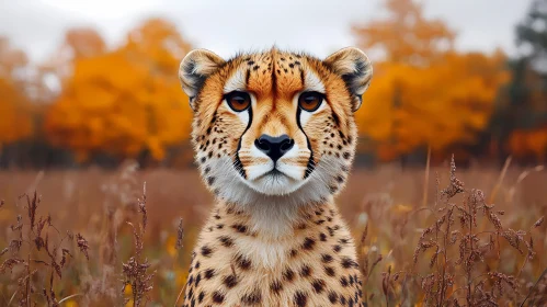 Cheetah Amongst Autumn Trees