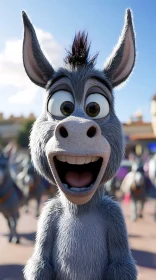 Friendly Cartoon Donkey Portrait