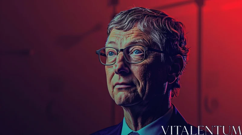 AI ART Bill Gates in Contemplation