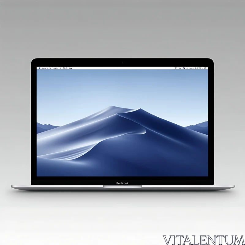 Sleek Laptop with Minimalist Desert Display AI Image