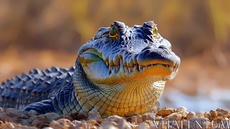 Crocodile Resting on Rocks AI Image