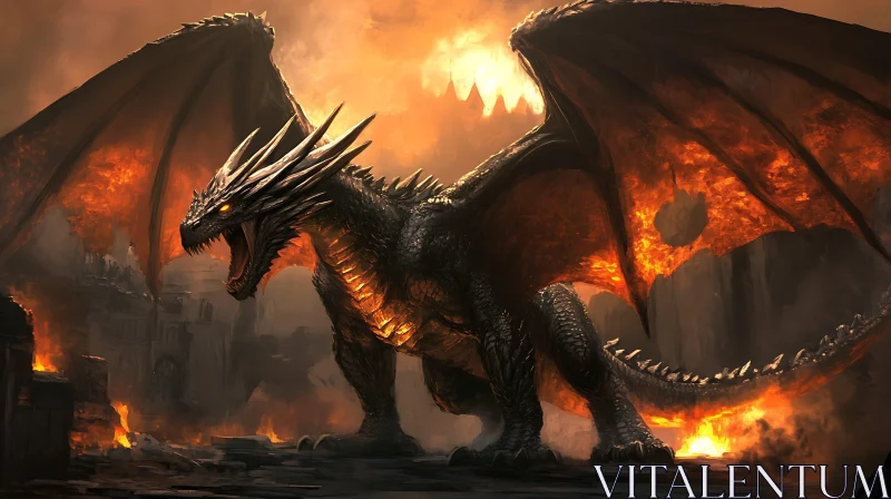 AI ART Epic Dragon in Burning World