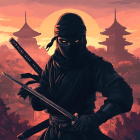 Shadows of the East: Ninja Silhouette