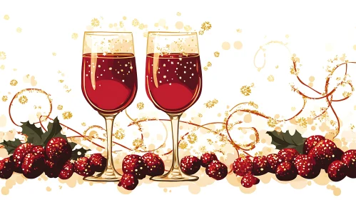 Holiday Wine and Berries Still Life