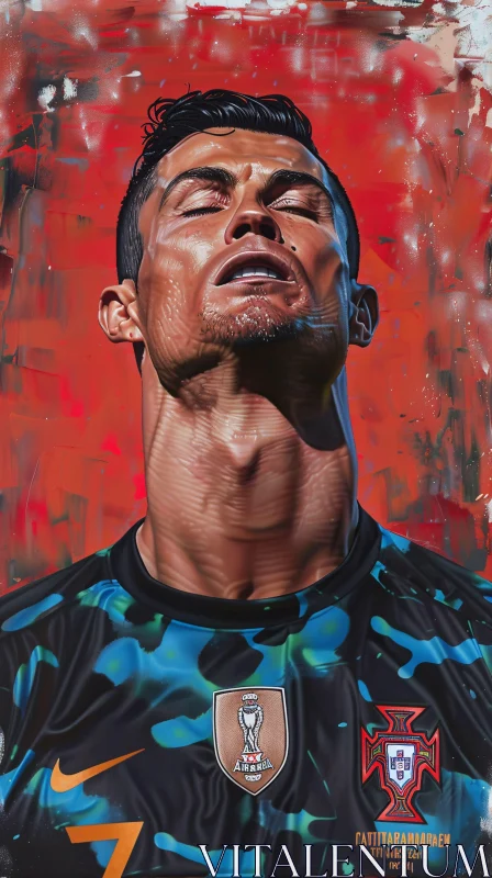 Emotional Portrait of Soccer Star Cristiano Ronaldo AI Image