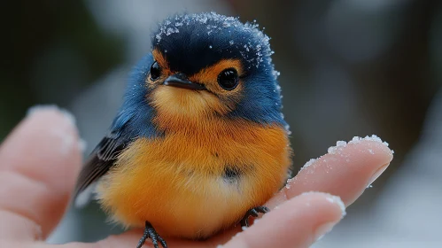 Tiny Bird in Winter Scene