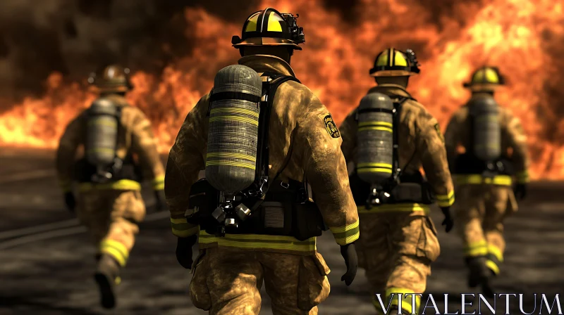 Firefighters Battling Intense Flames AI Image