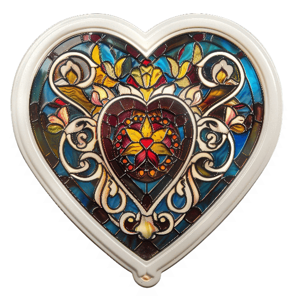 POD Design Ornate Heart Glass Art Design