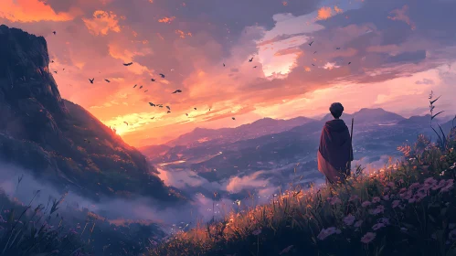 Contemplative Figure at Sunset