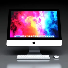 Sleek Apple Desktop with Colorful Background
