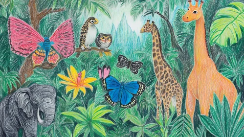 Vibrant Jungle Wildlife Illustration