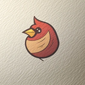 Whimsical Cardinal Bird Drawing