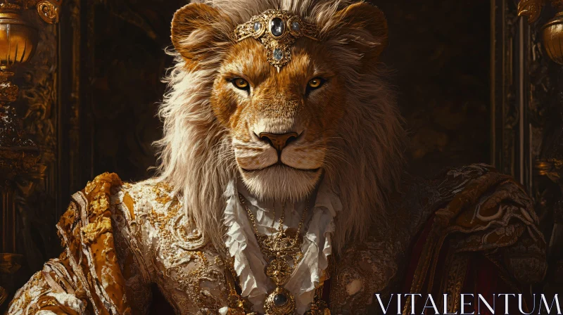 Royal Lion in Regal Attire AI Image