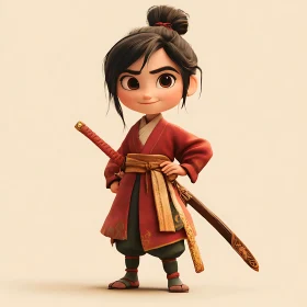 Animated Warrior Girl Character