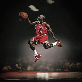 Athlete Jumping with Ball