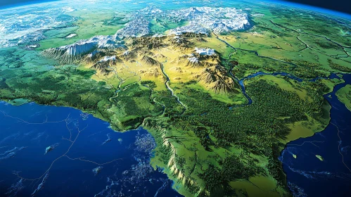 Detailed Relief Map of Earth