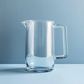 Clear Pitcher on Blue Background