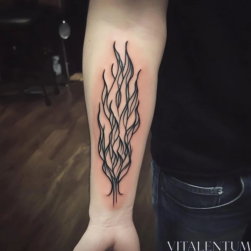 Forearm Tattoo with Abstract Black Ink Design AI Image