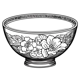 Monochrome Flower Bowl Graphic Design