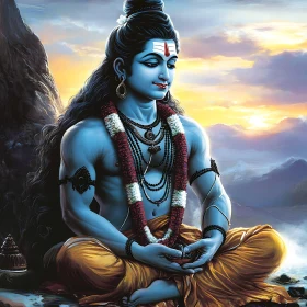 Meditative Deity with Garland and Jewels