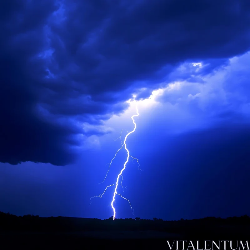 Electric Storm: Lightning Over Dark Landscape AI Image