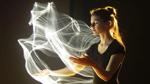 Woman in Light Painting Art