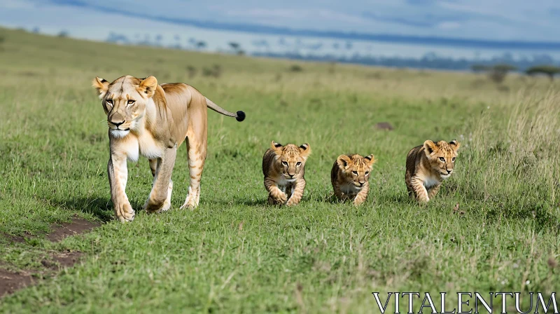 Lion Family Walking AI Image