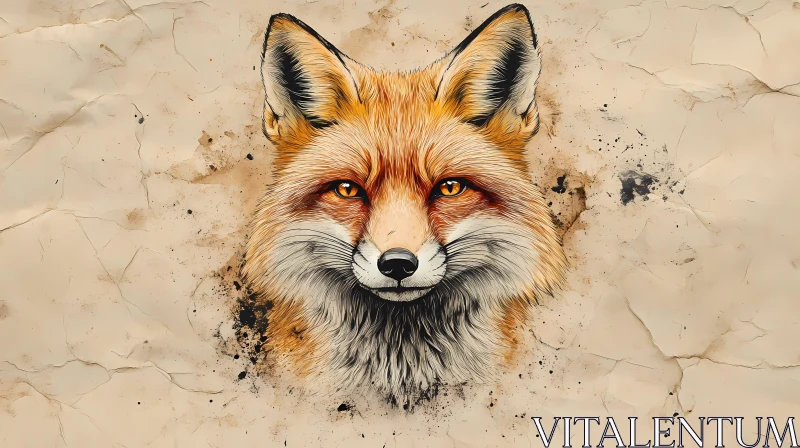 Fox Face Art on Parchment AI Image