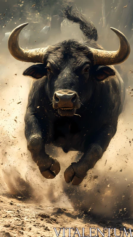 The Power of a Charging Bull AI Image