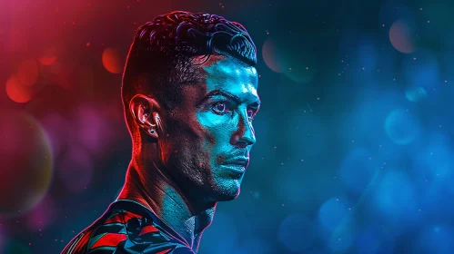 Neon Light Cristiano Ronaldo Portrait