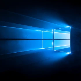 Futuristic Blue Light Window Geometric Design