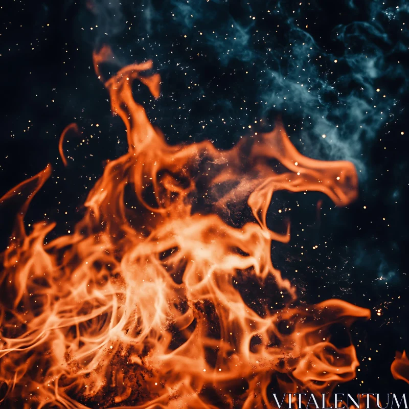 Captivating Fire with Sparks and Smoke AI Image