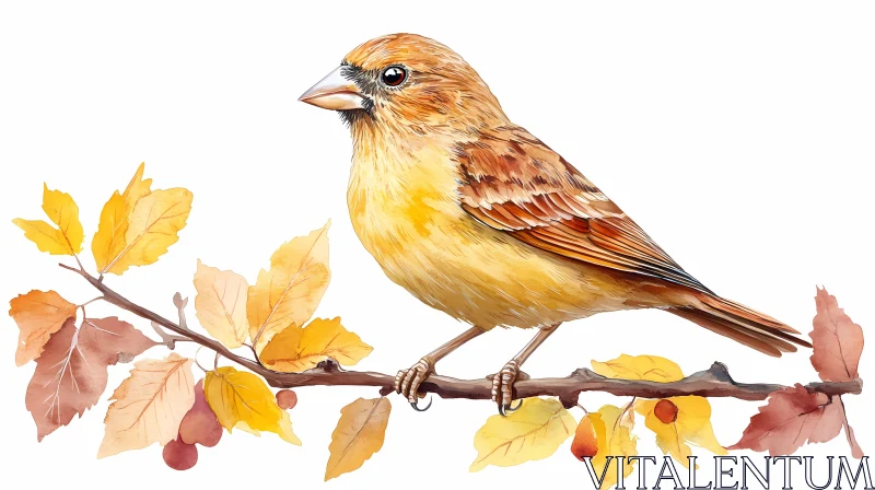 Autumn Bird Illustration AI Image