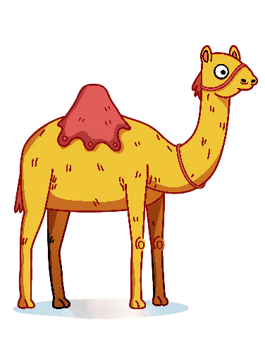 Cartoon Illustration of a Surprised Yellow Camel on a Cloud POD Design