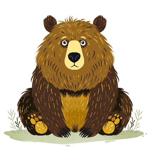 POD Design Curious Cartoon Bear Illustration with Green Background