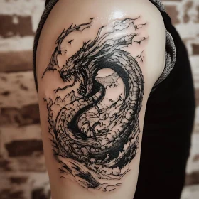 Arm Tattoo with Dragon Motif