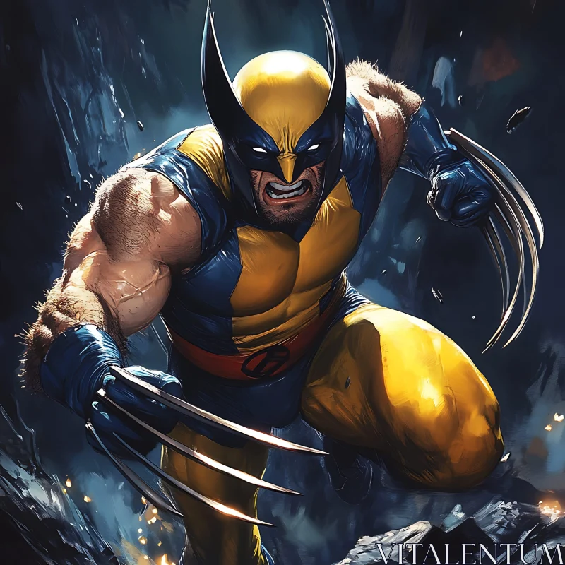 AI ART Fierce Wolverine Ready for Battle