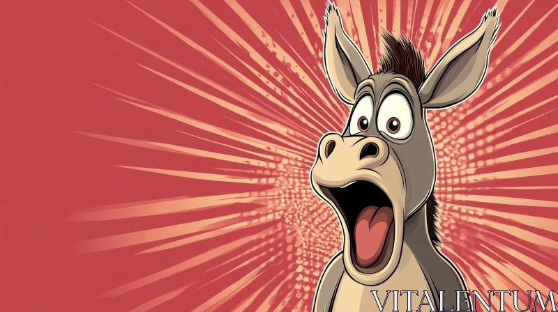 Astonished Cartoon Donkey AI Image