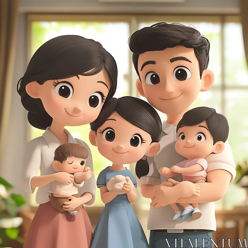 AI ART Wholesome Cartoon Family Togetherness